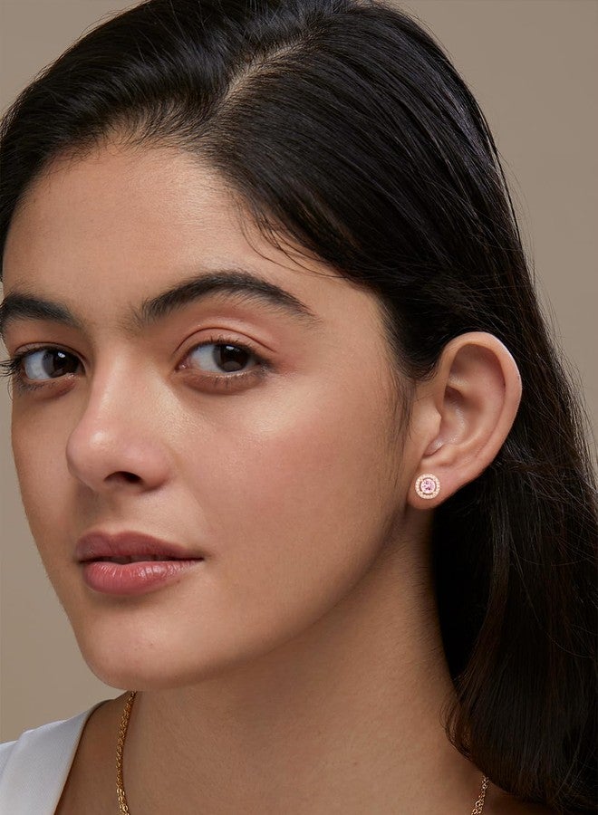 مينوتيا أقراط مينوتيا العصرية المطلية بالذهب الوردي للنساء والفتيات | أقراط دائرية الشكل | مجوهرات عصرية MNT0470PK_RG - Image 3