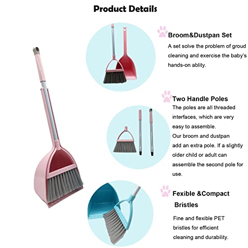 BSMstone Kids Broom and Dustpan Set-Mini Dustpan and Broom for Children Housekeeping Pretend Play Cleaning Tools Set (Pink) - Image 2