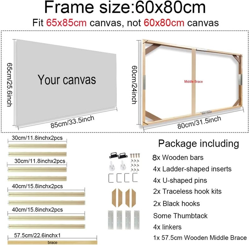 Picture Frames 40x60 50x70 40x50cm Canvas Frame Wooden Frames Wooden Photo Oil Painting Canvas Diamond Painting Canvas Wood Wall Frame(60x80CM) - Image 2