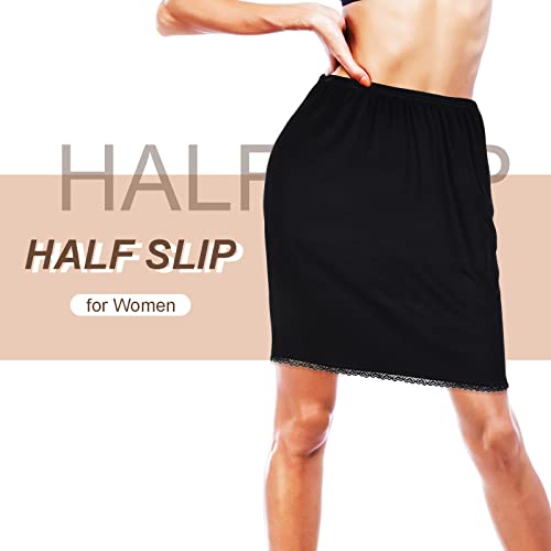 Haysandy 3 Pcs Half Slip for Women Under Dresses Lace Short Trim Half Slips for Underskirt Slip Dress(Medium,Black,White,Nude Color) - Image 4