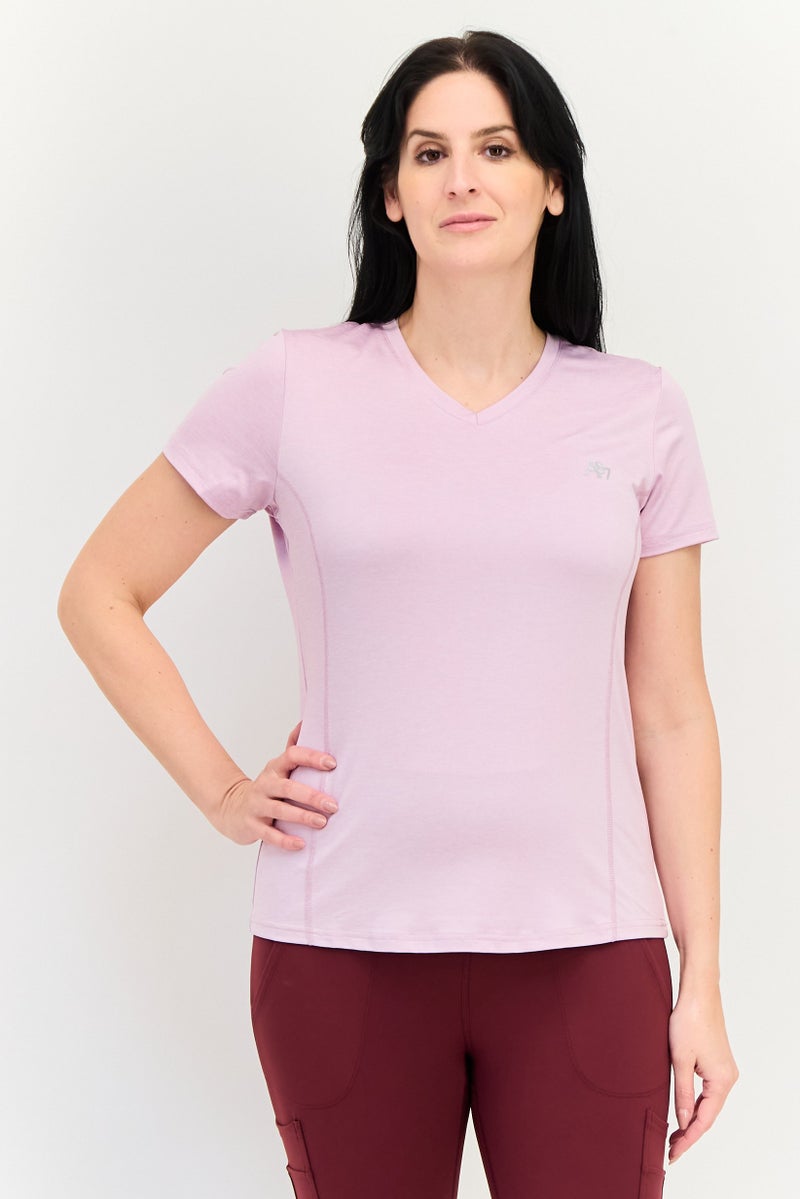 Aeropostale Women Sportswear Fit Short Sleeve Training T-Shirt, Lavender - Image 1