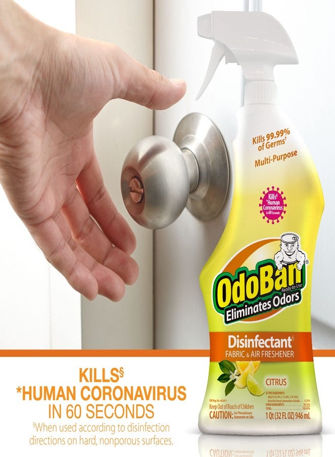 OdoBan Ready-to-Use Disinfectant and Odor Eliminator, Made in the USA, Citrus Scent, 32 Ounce Spray Bottle - Image 3