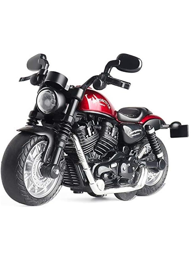 Mini Toy Motorcycle - Pull Back Toy Cars with Sound and Light Toy,Toy Motorcycles for Toddlers,Motorcycle Toys for Boys Age 3-9 (Red) - Image 1