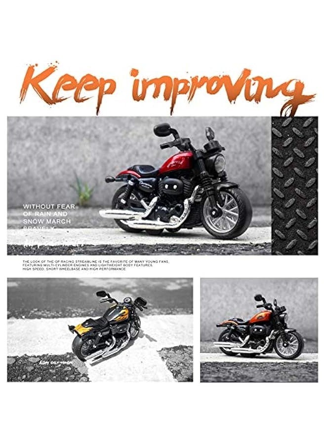 Mini Toy Motorcycle - Pull Back Toy Cars with Sound and Light Toy,Toy Motorcycles for Toddlers,Motorcycle Toys for Boys Age 3-9 (Red) - Image 4