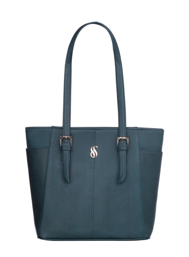 Fostelo Women's Charlotte Satchel Tote Handbag for Women | Ladies Purse | Stylish Shoulder Bag | Gift For Women | Blue - Image 2