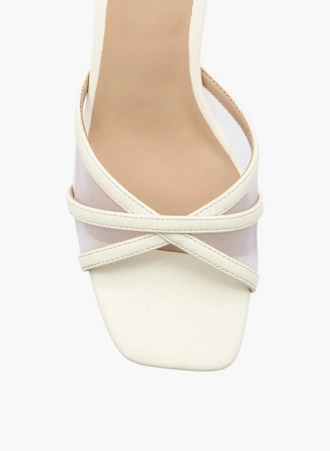 فلورا بيلا من شو إكسبرس Solid Cross Strap Slip-On Sandals with Flared Heels