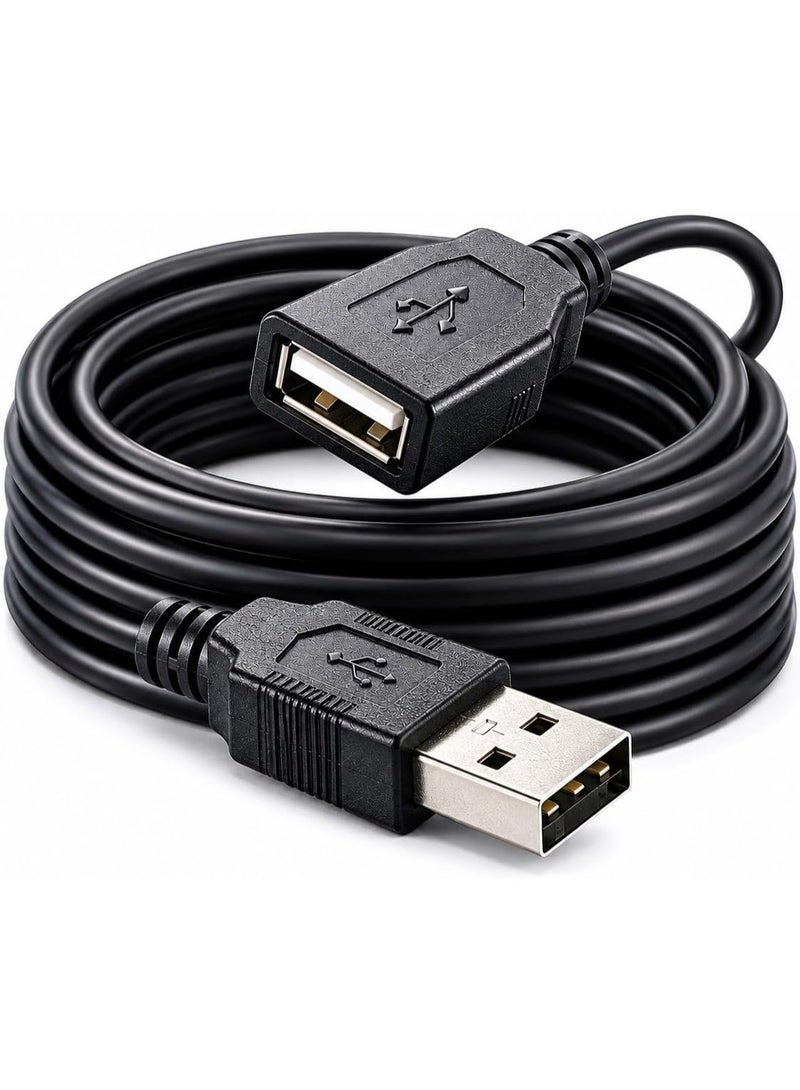 سالاب كابل تمديد USB 2.0، سلك تمديد USB من ذكر إلى أنثى بقدرة 1.5 أمبير للكمبيوتر لتوصيل أجهزة USB مثل الموزع والماوس ولوحة المفاتيح وأجهزة الكاميرا وغيرها (أسود) - Image 1