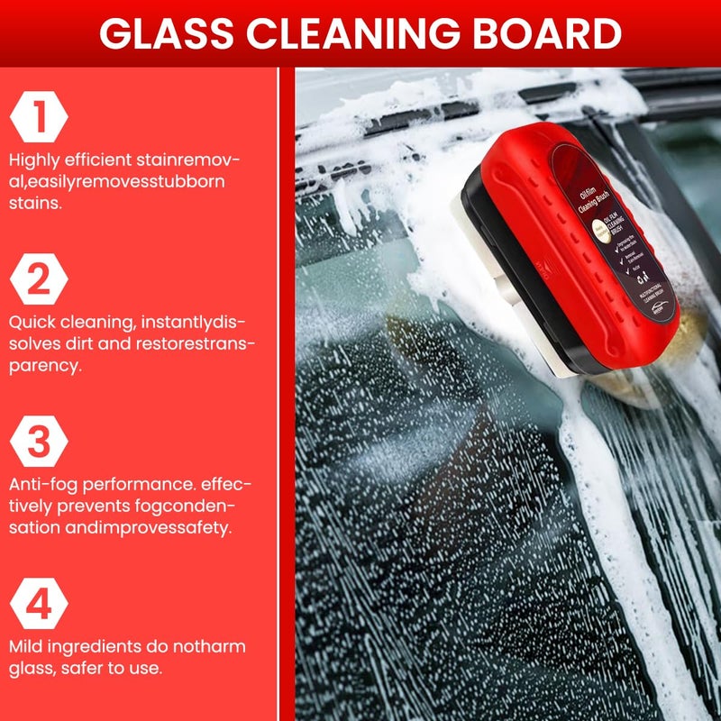 STHIRA® 2 In 1 Automotive Oil Film Cleaning Brush with Scrubber Sponge & Lid Cover Pre-Loaded Non-Scratch Oil Film Removal Degreaser Pad For Glass Windows, Windshield, Doors Multipurpose, Easy Storage - Image 3