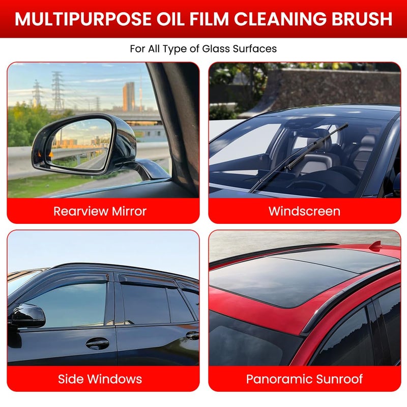 STHIRA® 2 In 1 Automotive Oil Film Cleaning Brush with Scrubber Sponge & Lid Cover Pre-Loaded Non-Scratch Oil Film Removal Degreaser Pad For Glass Windows, Windshield, Doors Multipurpose, Easy Storage - Image 4
