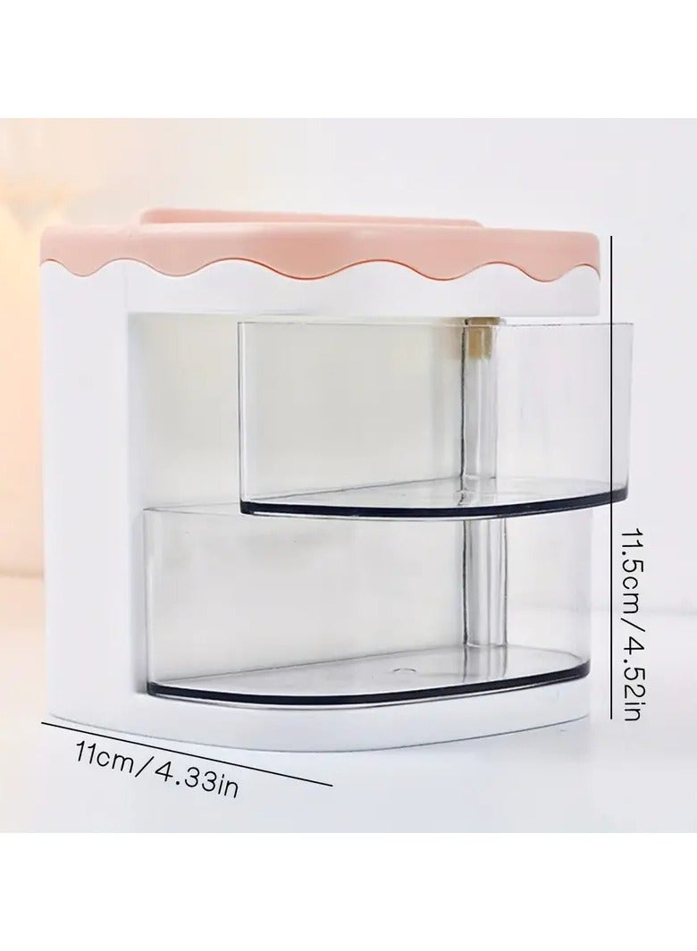 ORiTi 1PC Large Capacity Makeup Storage Box Cosmetic Storage Rack with Rotating Transparent Drawer Stationery Makeup Jewelry Storage Container Desktop Storage Organizer - Image 3