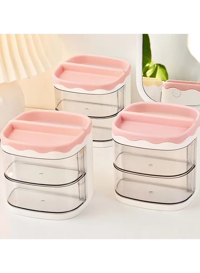 ORiTi 1PC Large Capacity Makeup Storage Box Cosmetic Storage Rack with Rotating Transparent Drawer Stationery Makeup Jewelry Storage Container Desktop Storage Organizer - Image 2