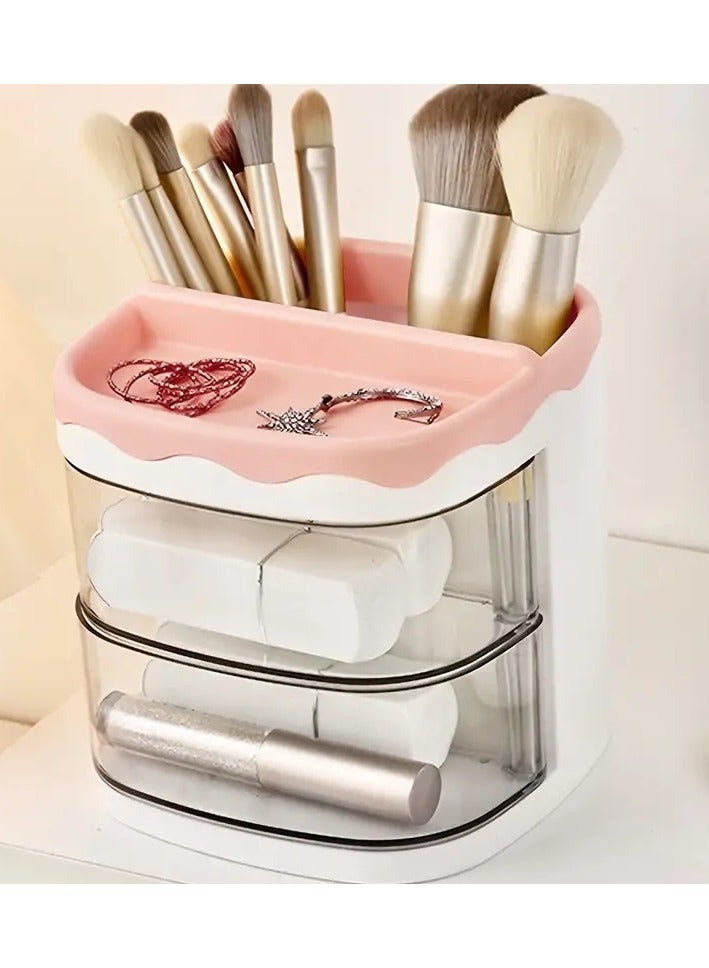 ORiTi 1PC Large Capacity Makeup Storage Box Cosmetic Storage Rack with Rotating Transparent Drawer Stationery Makeup Jewelry Storage Container Desktop Storage Organizer - Image 4