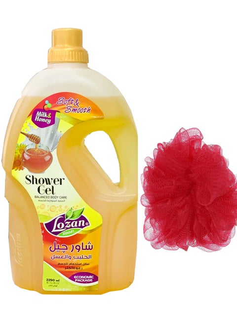 Lozan Shower Gel Milk & Honey - 2250 Ml + Lofa Multi Color