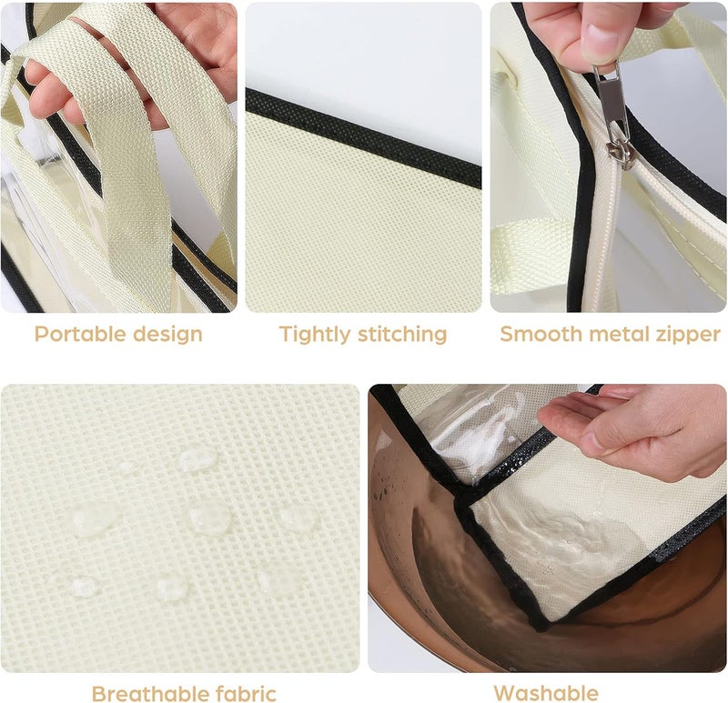 Interesse 9 Pack Dust Bags for Handbags, Clear Handbag and Purse Storage Organizer for Hanging Closet with Zipper, Handles and Hook - Image 3