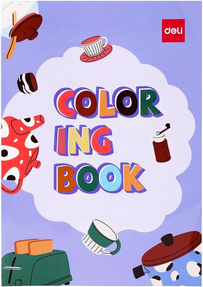 Deli EN048 12-Sheets Coloring Book - Assorted Designs - Image 1