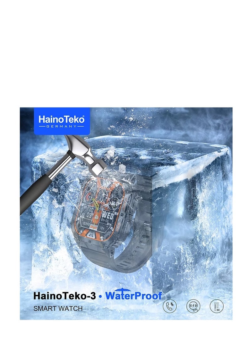 Haino Teko TEKO 3 Amoled Display Smartwatch with 3 Straps and Wireless Charger for Men Boys Black - Image 2