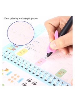TEGRILO Handwriting Copybook Magic Calligraphy Practice Book For Kids, Reusable Tracing Practice kit. Included Easy Grip Pen & Refill 4 books Math Numbers English Alphabet Drawing A5  - Image 4
