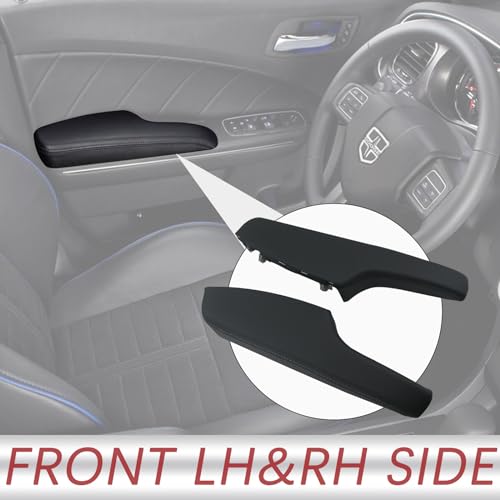 TQPONLY Front Armrest Door Panel Trim (1 Pair) | Compatible with 2011-2024 Chrysler 300 Dodge Charger Inside Left Driver & Right Passenger Side Door Pull Handle | Replaces 1WK36DX9AB 1WK36DX9AA - Image 2