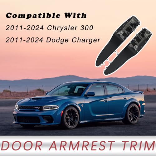 TQPONLY Front Armrest Door Panel Trim (1 Pair) | Compatible with 2011-2024 Chrysler 300 Dodge Charger Inside Left Driver & Right Passenger Side Door Pull Handle | Replaces 1WK36DX9AB 1WK36DX9AA - Image 3