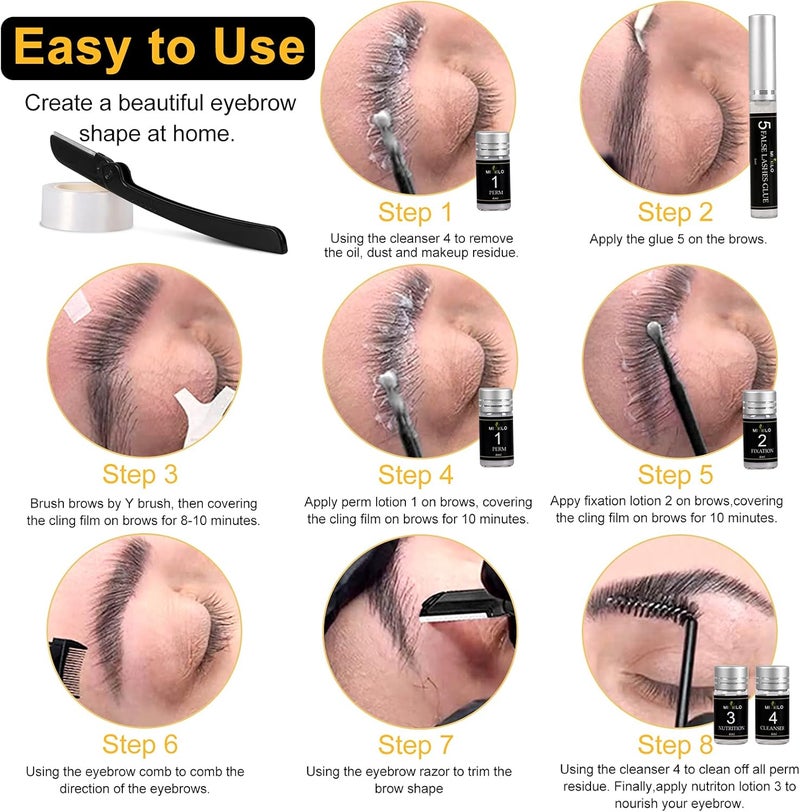 Lookmee Eyebrow Lamination Kits, Professional Instant Eyebrow Lift Kit, At Home DIY Long Lasting Eyebrow Perming Kit for Fuller and Messy Eyebrows - Image 4