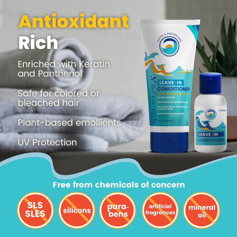 STREAM 2 SEA Leave-In Hair Conditioner Detangles & Replenish Hair Moisture Natural Reef Safe Formula - Sulfate and Paraben Free with UV Protection by Stream2Sea - Image 3