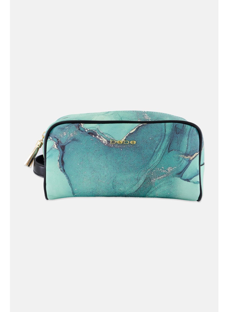 bebe Women Brand Logo Make Up Pouch, Green  - Image 1