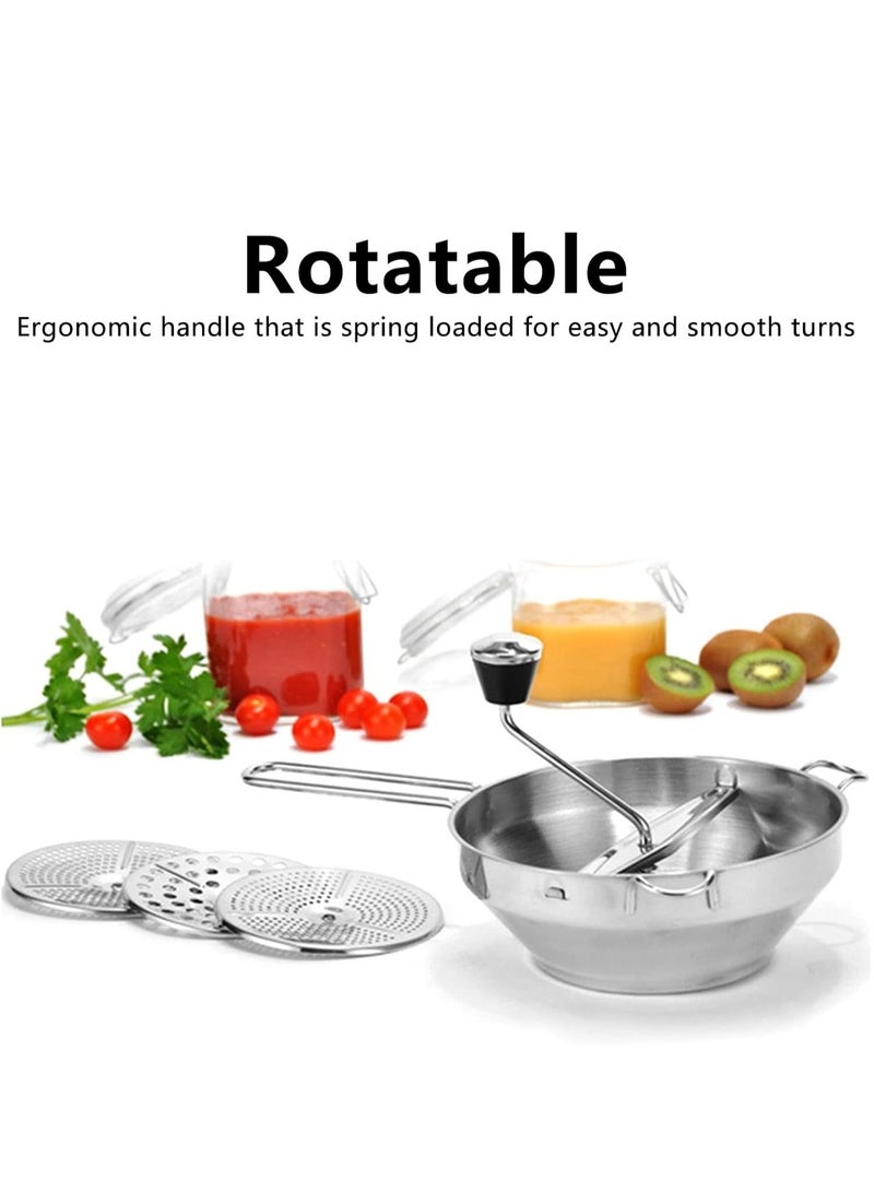 Stainless Steel Food Grinder, Kitchen Grinder with 3 Interchangeable Grinding Plates and Non-Slip Handle, Manual Stainless Steel Food Grinder for Jams - Image 3