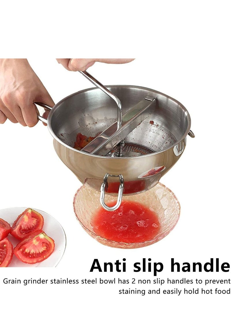 Stainless Steel Food Grinder, Kitchen Grinder with 3 Interchangeable Grinding Plates and Non-Slip Handle, Manual Stainless Steel Food Grinder for Jams - Image 4
