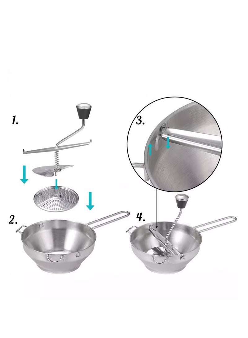 Stainless Steel Food Grinder, Kitchen Grinder with 3 Interchangeable Grinding Plates and Non-Slip Handle, Manual Stainless Steel Food Grinder for Jams - Image 2