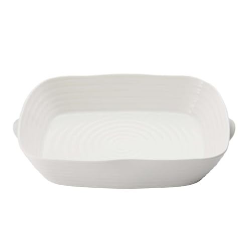 Portmeirion Sophie Conran White Medium Handled Rectangular Roasting Dish - 15 x 11 Inch, 3 Quart Fine Porcelain Bakeware - Oven, Microwave, Freezer & Dishwasher Safe Cookware - Image 1