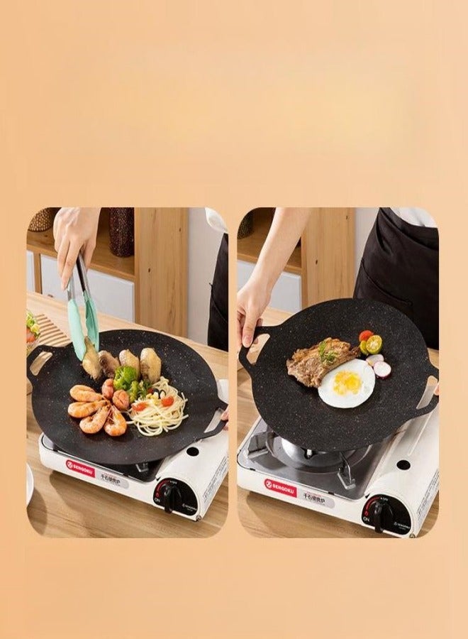 MIXDE 30cm Thickened BBQ Grill Pan,Meat Roasting Pan Uncoated Nonstick Cookware for home Gas and outdoor stoves  - Image 4