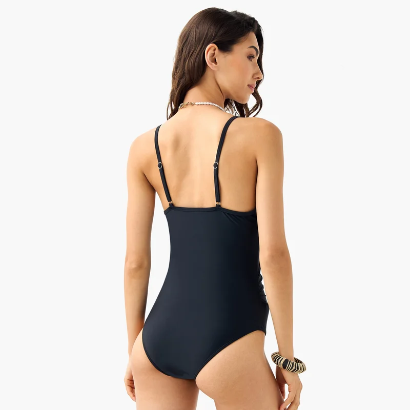 Splash FAV Adjustable Strap Detail Swimsuit with V-neck