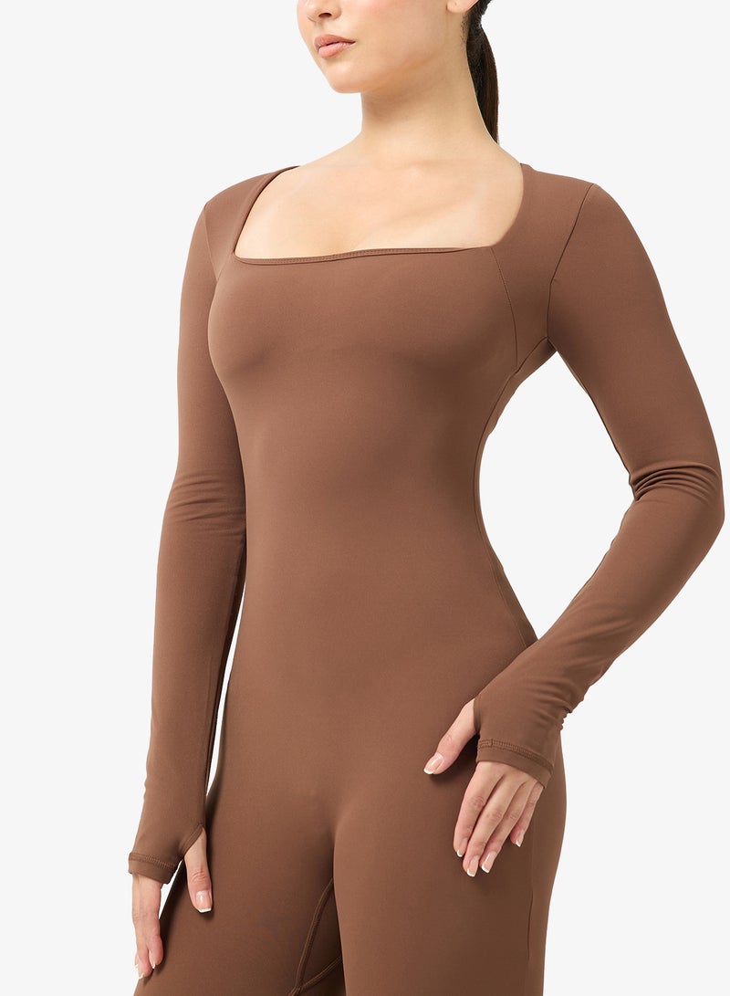 فورورد بدلة قطعة واحدة بياقة مربعة ناعمة بدون خياطة - Image 3