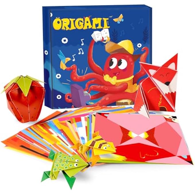Origami 108 SHEETS ORIGAMI KIT SETS FOR KIDS, COLOURFUL SHEETS PAPERCRAFT, ARTS AND CRAFTS, CREATIVE GIFT IDEAS FOR BOYS AND GIRLS, EASY DIY FOR TODDLERS, DEVELOPS HAND-EYE COORDINATION & SPATIAL THINKING - Image 2