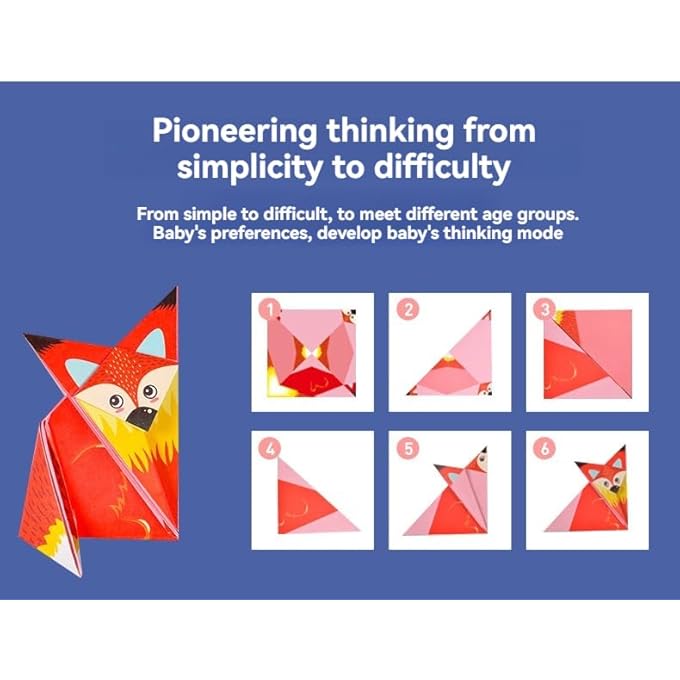 Origami 108 SHEETS ORIGAMI KIT SETS FOR KIDS, COLOURFUL SHEETS PAPERCRAFT, ARTS AND CRAFTS, CREATIVE GIFT IDEAS FOR BOYS AND GIRLS, EASY DIY FOR TODDLERS, DEVELOPS HAND-EYE COORDINATION & SPATIAL THINKING - Image 5