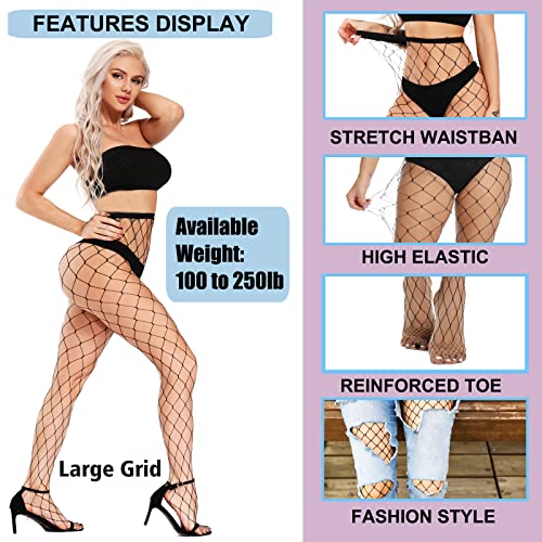 akiido Fishnet Stockings, High Waist Tights for Women, Sparkle Party Rhinestone Mesh Stockings, Fishnets Thigh High Pantyhose - Image 4