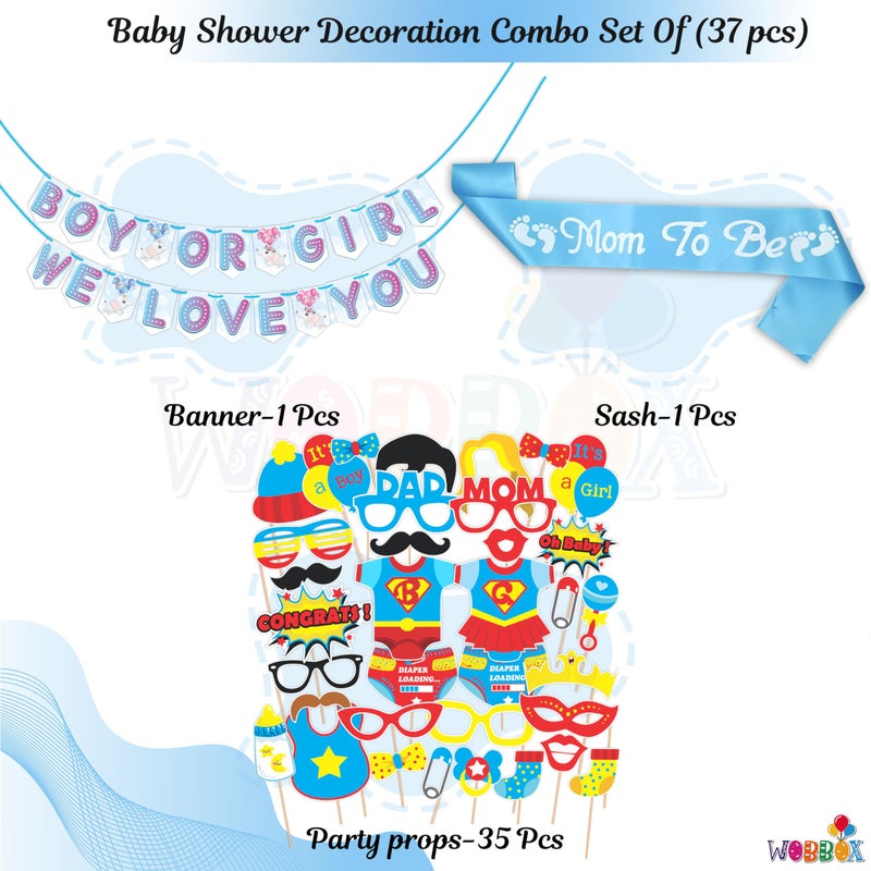 WOBBOX Wobbox Baby Shower Decoration Items| Baby Shower Ceremony Photo Booth Props for Photoshoot, Baby Shower Banner& Mom to Be Sash, Godh Bharai Ceremony Decoration Kit-(FP4802)  - Image 2