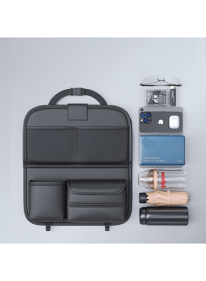 منظم مقعد السيارة الخلفي قطعة واحدة مع صينية طاولة قابلة للطي، واقي ظهر مقعد السيارة مع حامل هاتف بشاشة تعمل باللمس، مادة جلد البولي يوريثان الممتازة، متوافق مع معظم المركبات، ملحقات السيارة الداخلية - Image 2