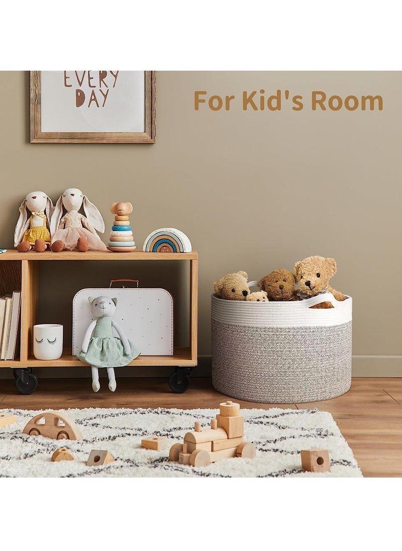 MIXDE Large Laundry Baskets Clothes Basket Woven Laundry Baskets with Handles Toys Basket Large Baskets for Storage LivingRoom Toys Pillows Blankets Clothes  (Beige 14” x 22”) - Image 5