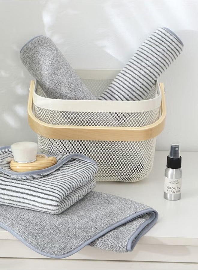 Beauenty Antibacterial Coral Velvet Bamboo Charcoal Fiber Towel-Two-Piece Combination Set Striped Bath Towel-Absorbent Thickened Face Towel - Image 5