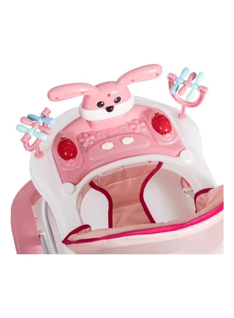 Baby Walker | Portable Baby Circle Walker with 3 Adjustable Heights, 360° Rotation and Music Bar | Activity Push Walker for 6-24 Months Baby(pink) - Image 2