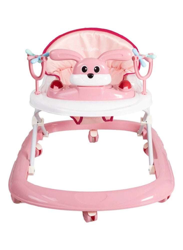 Baby Walker | Portable Baby Circle Walker with 3 Adjustable Heights, 360° Rotation and Music Bar | Activity Push Walker for 6-24 Months Baby(pink) - Image 3