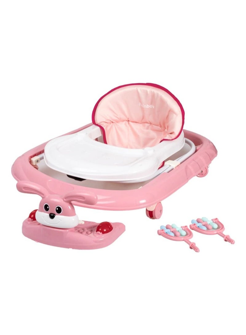 Baby Walker | Portable Baby Circle Walker with 3 Adjustable Heights, 360° Rotation and Music Bar | Activity Push Walker for 6-24 Months Baby(pink) - Image 4