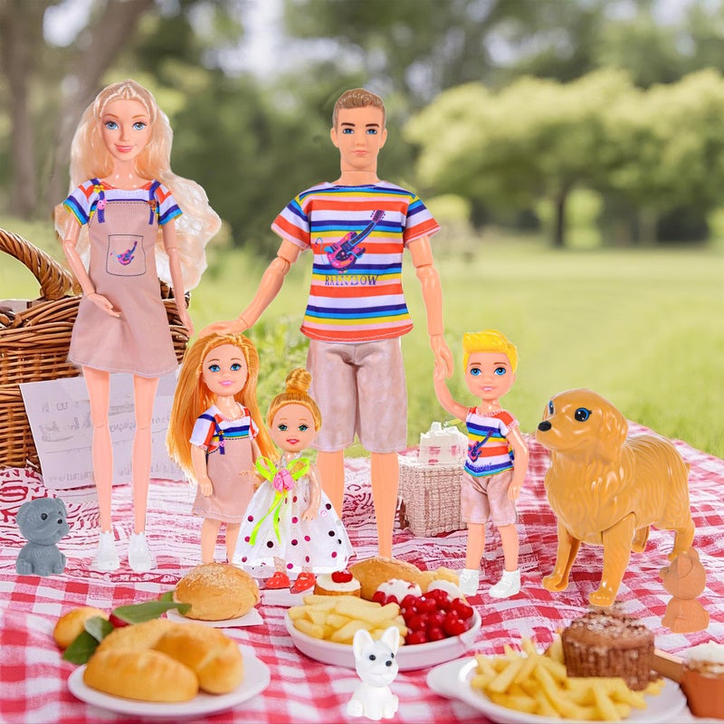 iBayda Family Dollhouse Dolls Playset - 6 People with Dollhouse Pets Included Pregnant Mom Dad 3 Kids and Accessories for 3-12 Years Old Toddlers Gift - Image 5