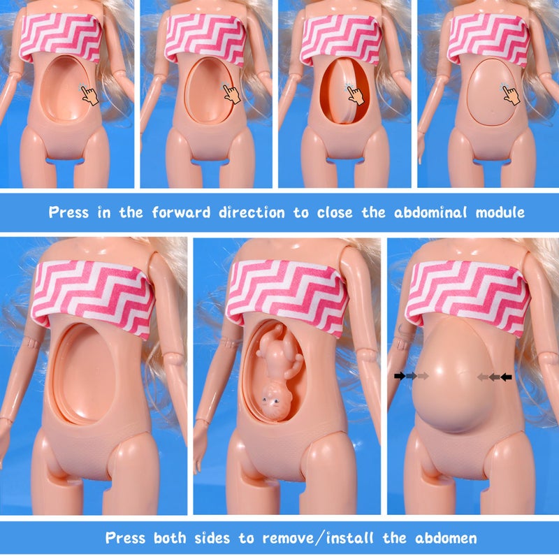 iBayda Family Dollhouse Dolls Playset - 6 People with Dollhouse Pets Included Pregnant Mom Dad 3 Kids and Accessories for 3-12 Years Old Toddlers Gift - Image 4