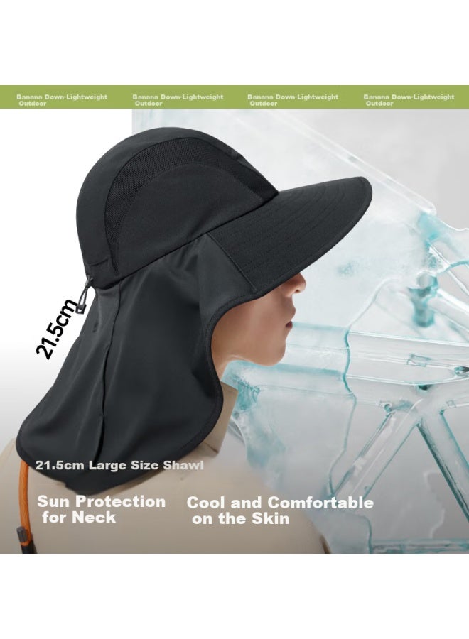 Beneunder Fisherman Hat Sun Hat Men's Sun Hat Mountaineering Hat Fishing Hat Sun Hat Neck Protection Anti-uv As517 Gray - Image 3