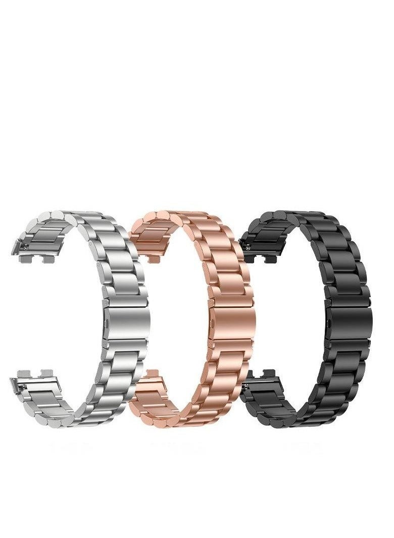 HW Suitable For Huawei Band 8/9/10 Universal Three Bead Metal Watch Strap - Image 4