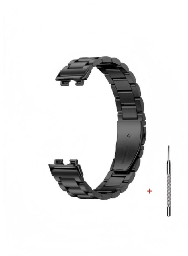 HW Suitable For Huawei Band 8/9/10 Universal Three Bead Metal Watch Strap - Image 5