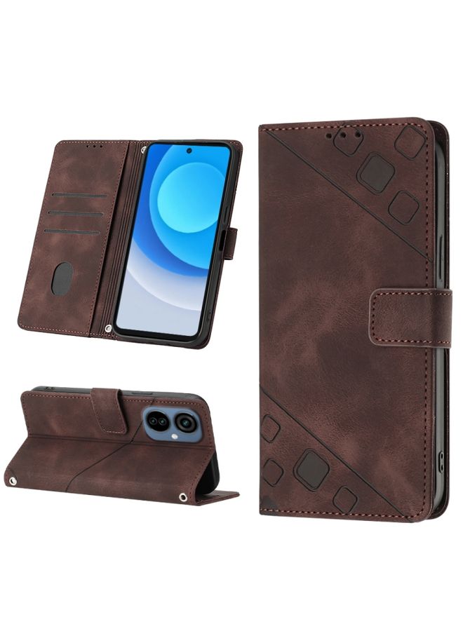 HuHa Case Cover For For Tecno Camon 19 Neo Skin-feel Embossed Leather Phone Case(Brown) 