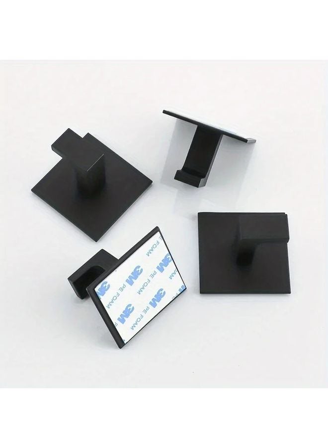 4pc Black Wall Mount Coat Rack Strong Adhesive Easy Installation Shower Robe Hook Kitchen Bathroom Towel Holder - Image 5
